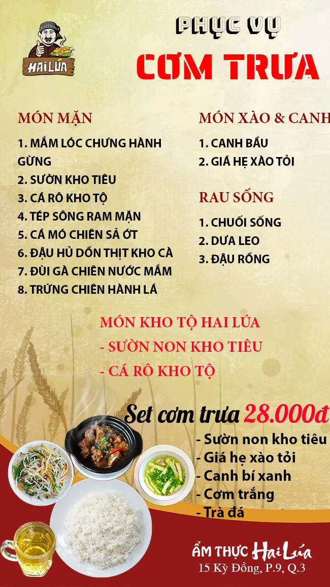 CƠM TRƯA NGÀY 18-09-2023 