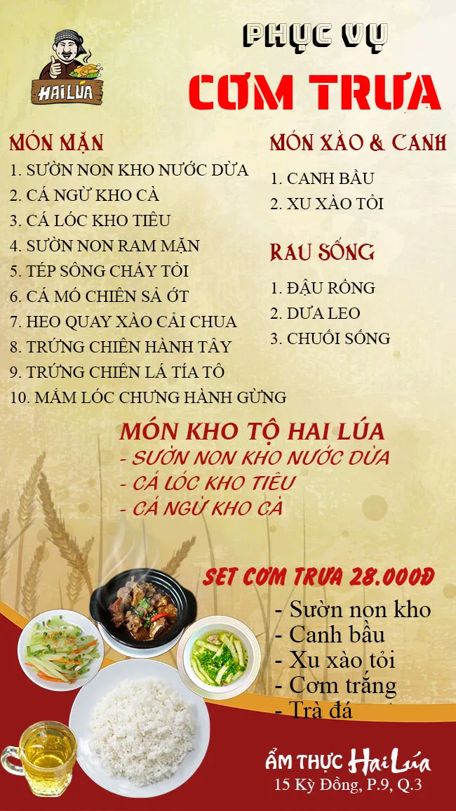 CƠM TRƯA NGÀY 29-07-2024 