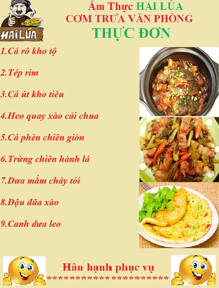 THỰC ĐƠN NGÀY 07-09-2020 