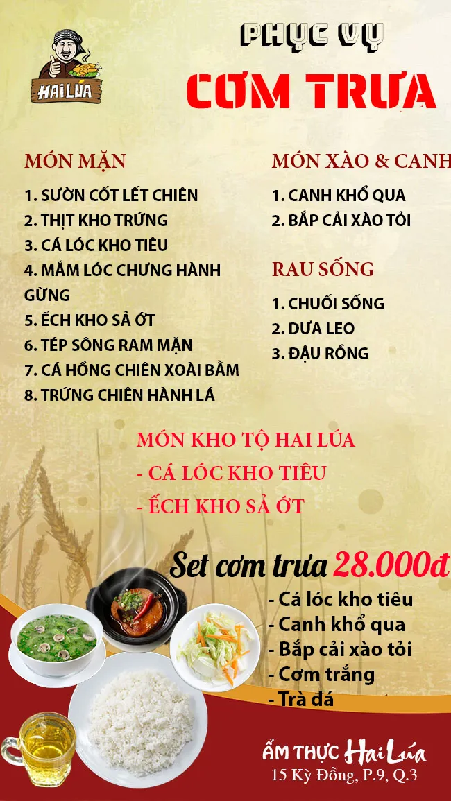 CƠM TRƯA NGÀY 20-10-2023 