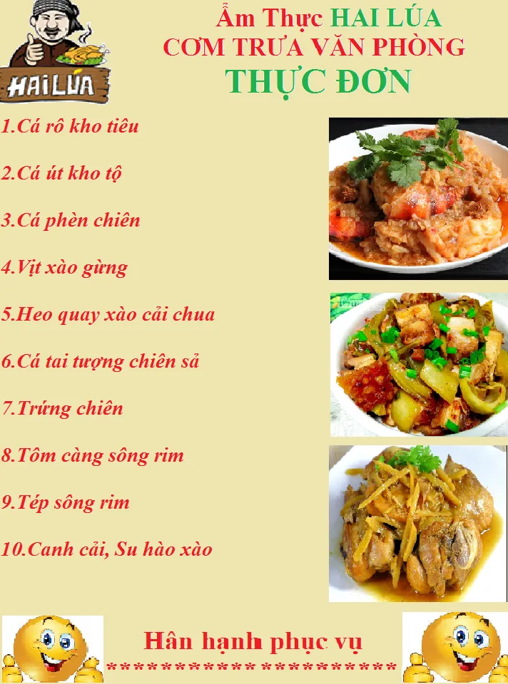 THỰC ĐƠN NGÀY 13-03-2020 