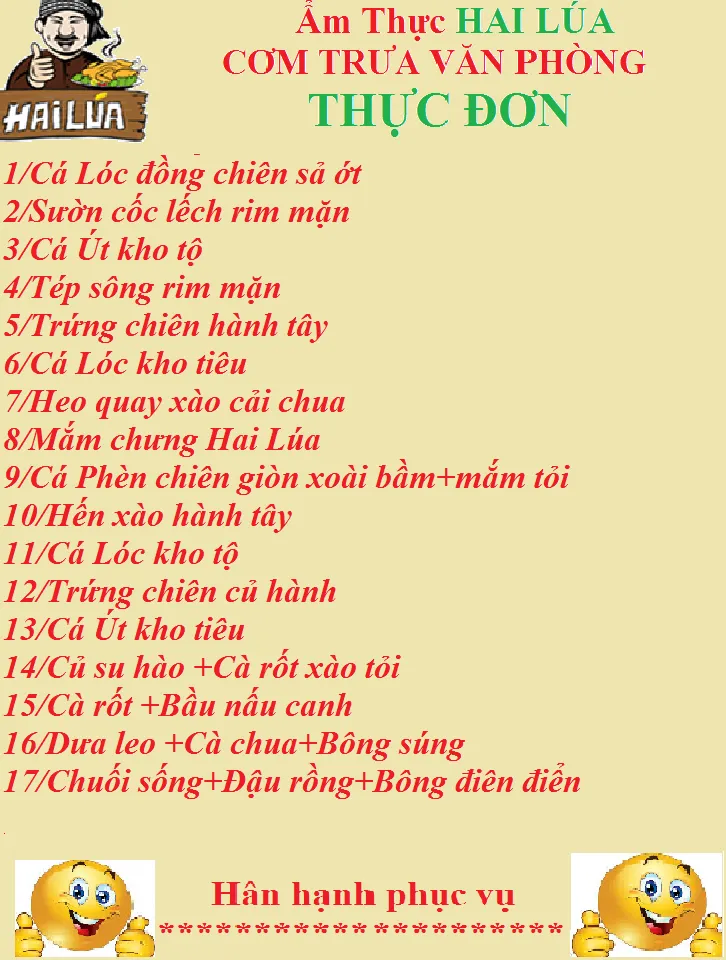 THỰC ĐƠN NGÀY 27-10-2020 