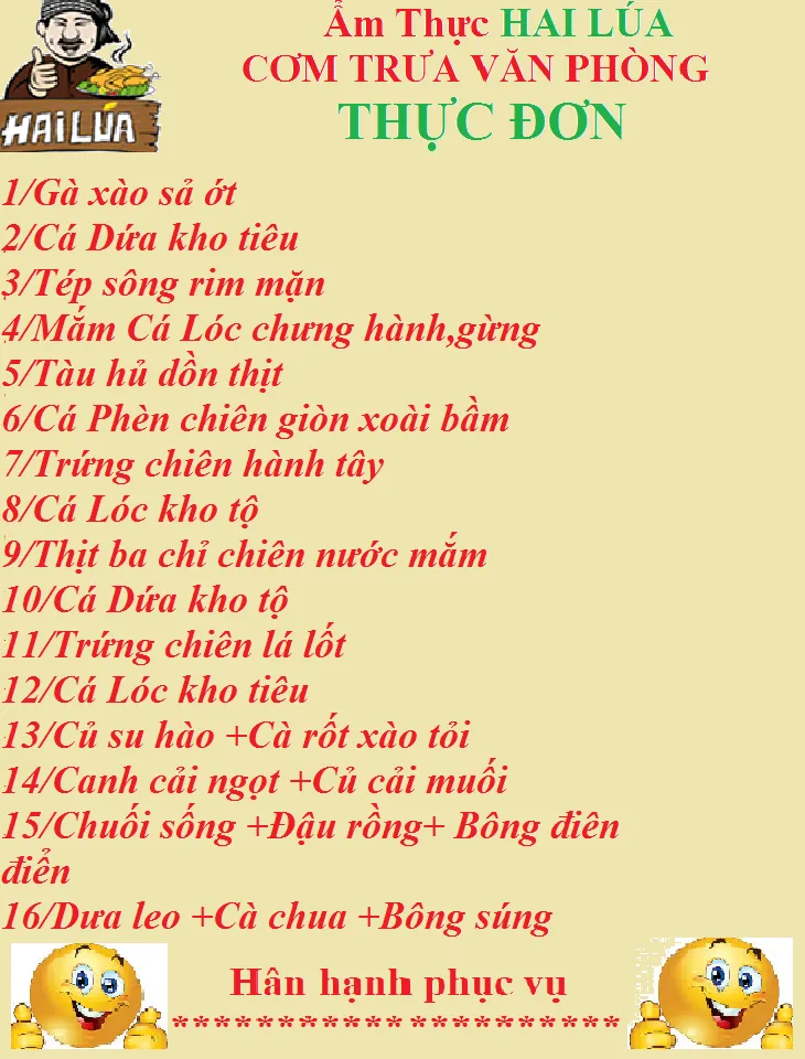 THỰC ĐƠN NGÀY 11-01-2021 