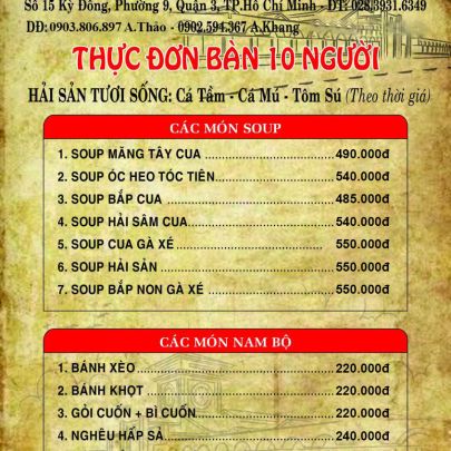 CÁC MÓN SOUP VÀ CÁC MÓN NAM BỘ