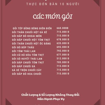CÁC MÓN GỎI