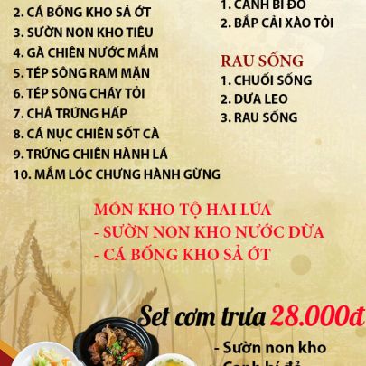 CƠM TRƯA NGÀY 23-08-2024