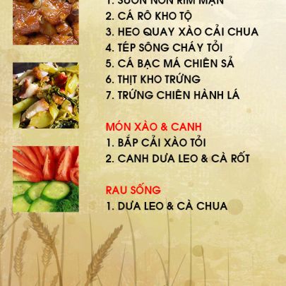 THỰC ĐƠN NGÀY 01-03-2022