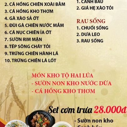 CƠM TRƯA NGÀY 30-09-2024