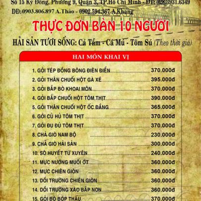 CÁC MÓN KHAI VỊ