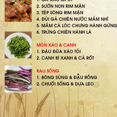 THỰC ĐƠN NGÀY 07-03-2022