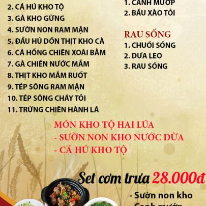 CƠM TRƯA NGÀY 29-10-2024