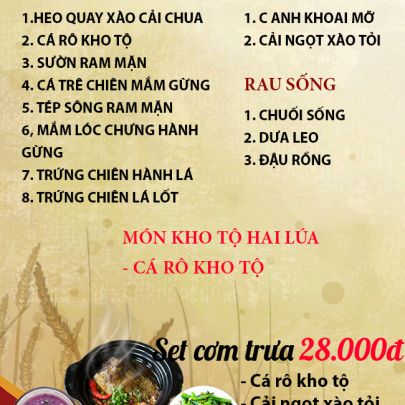 THỰC ĐƠN NGÀY 30-06-2023