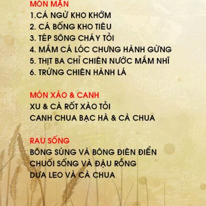 THỰC ĐƠN NGÀY 23-02-2022