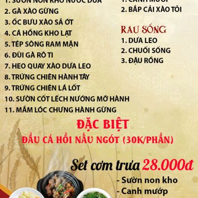 CƠM TRƯA NGÀY 29-08-2025