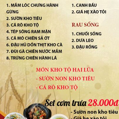 CƠM TRƯA NGÀY 18-09-2023