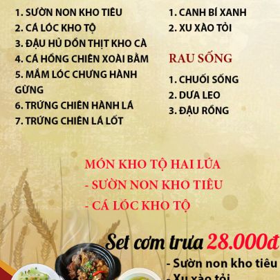 CƠM TRƯA NGÀY 23-10-2023