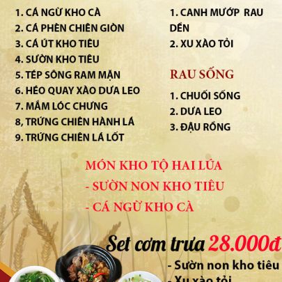 THỰC ĐƠN NGÀY 23-06-2023