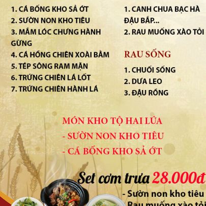 THỰC ĐƠN NGÀY 28-06-2023