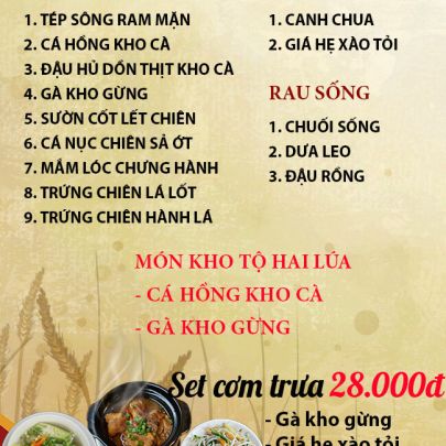 THỰC ĐƠN NGÀY 14-6-2023