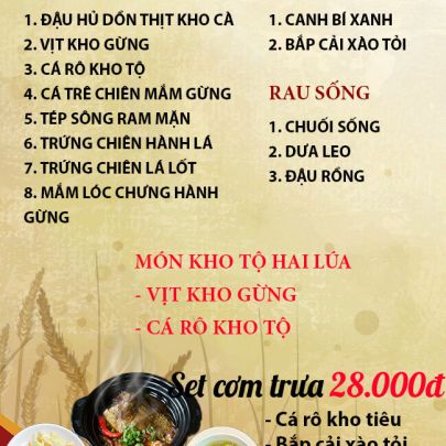THỰC ĐƠN NGÀY 26-06-2023
